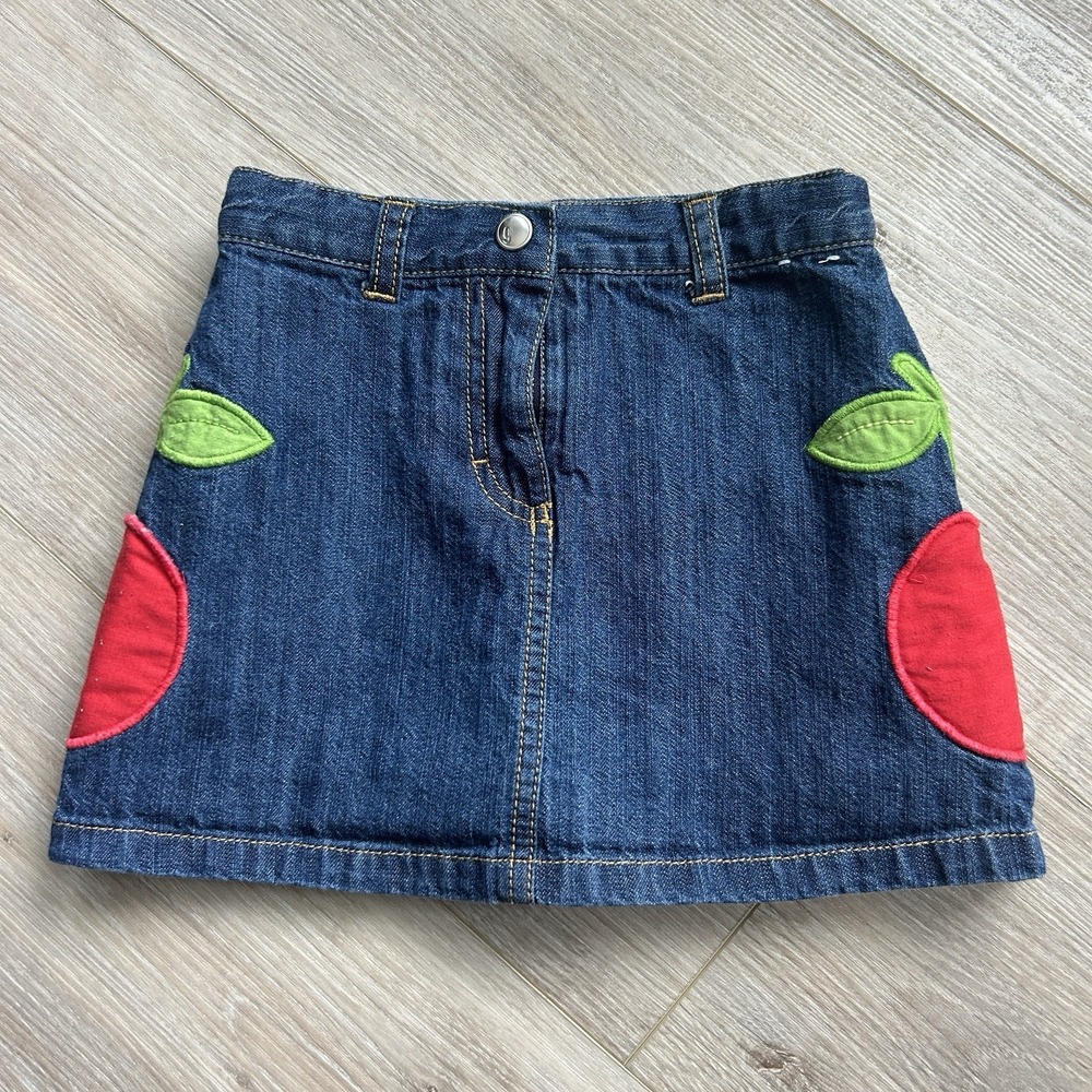 Gymboree 2008 Cherry Baby Denim Cherry Appliqued Skort Size 4